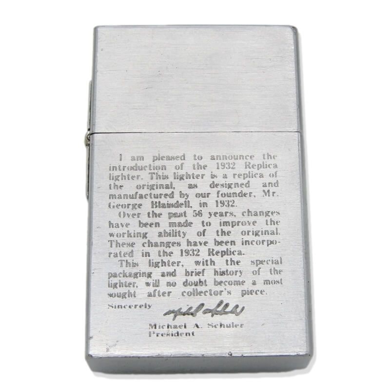ZIPPO ジッポー Michael A .Schuler ORIGINAL 1932 REPLICA 1ST 1932レプリカ ファーストリリース 28009929