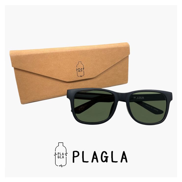 PG-03BK-GRN-P 偏光サングラス PLAGLA 偏光 レンズ BLACK | GREEN POLA プラグラ メンズ レディース uvカット 鯖江 サステナブル SDGs エシカル ファッション 商品 消費 エコ ウェリントン