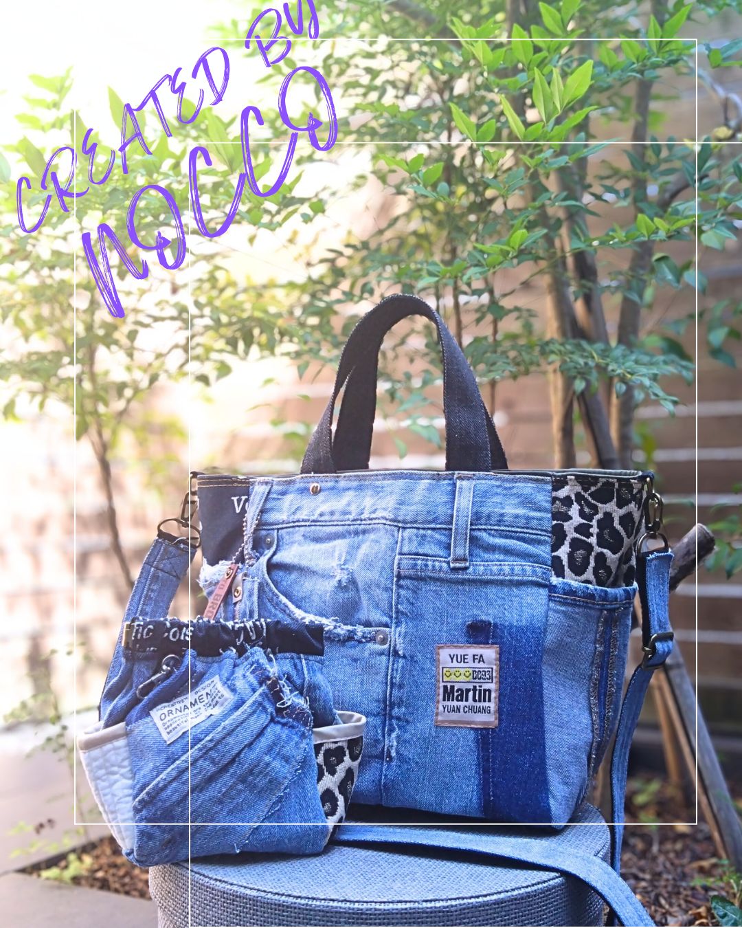 №748【DamageDENIM✖️ヒョウ柄ToteBag⚮̈】デニムリメイク
