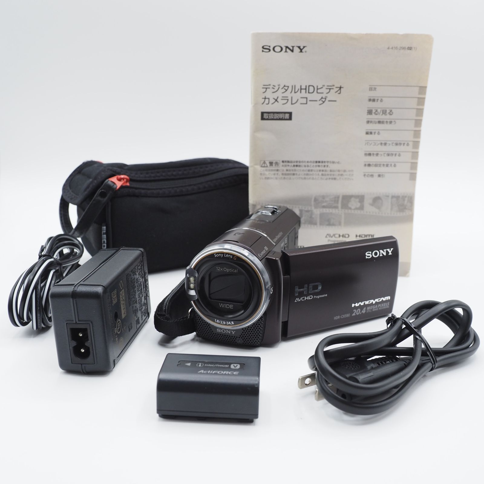 ☆美品・ケース&取説付き☆ SONY ソニー HDビデオカメラ Handycam HDR-CX590V ボルドーブラウン #2568 - メルカリ