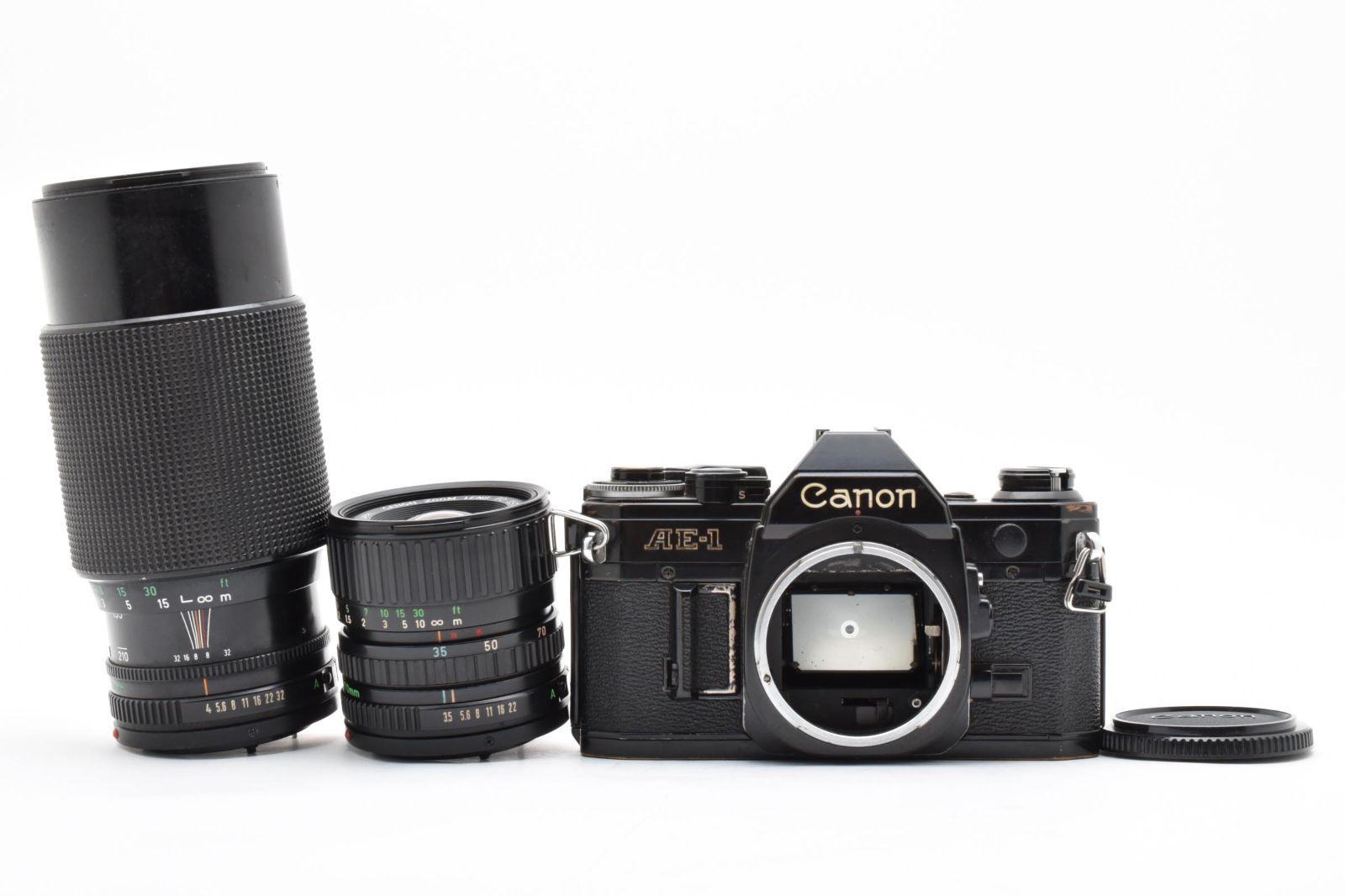 Canon キヤノン AE-1 ブラック ボディ New FD 35-70mm F3.5-4.5 New FD 70-210mm F4 セット フィルムカメラ B907B905