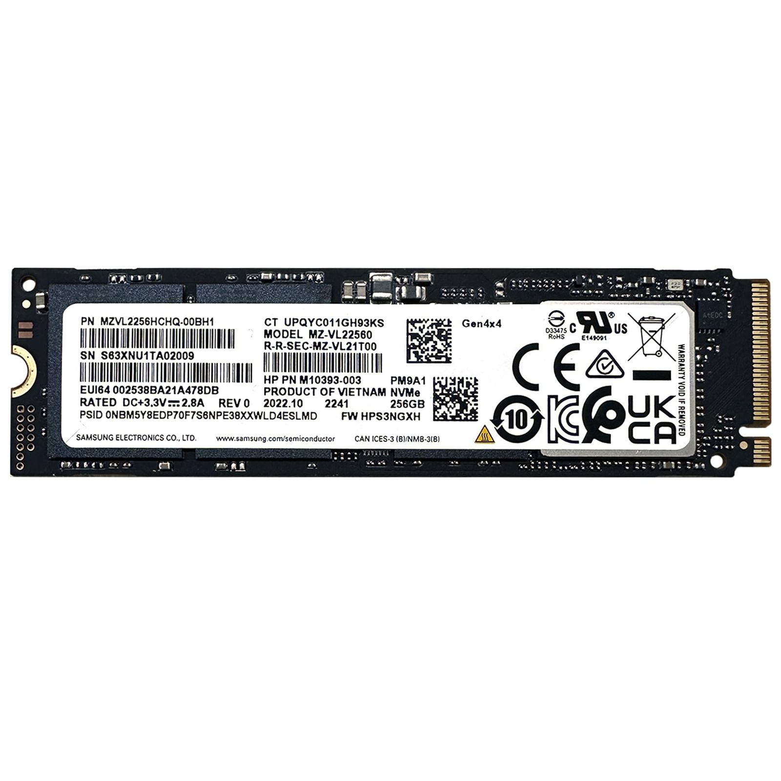 OEM Samsung PM9A1 256GB M.2 PCIe NVME ソリッドステートドライブ SSD OEM 80mm 2280 MZVL2256HCHQ Gen 4 Mキー