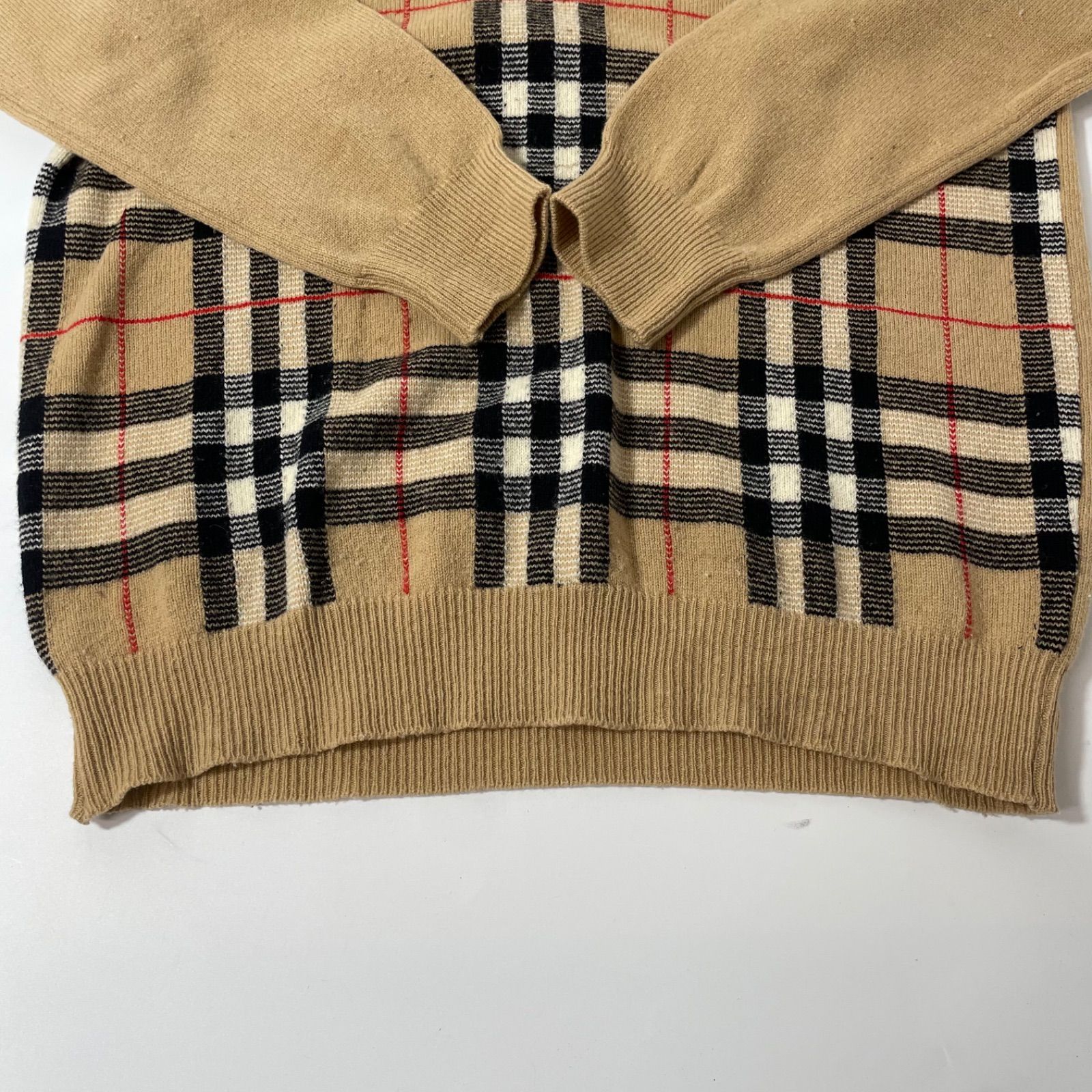 Burberry バーバリー ニットセーター Vネック ベージュ ノバチェック