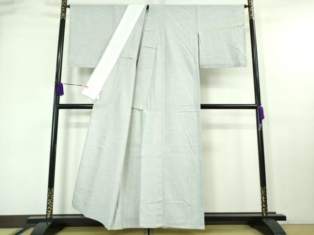 平和屋本店■希少　久留米絣　単衣　綿　久保竜二作　無地　白鼠色　やまと誂製　証紙付き　逸品　未使用　DZAA6619kh5 平和屋本店□希少 久留米絣 単衣 綿 久保竜二作 無地 白鼠色 やまと誂