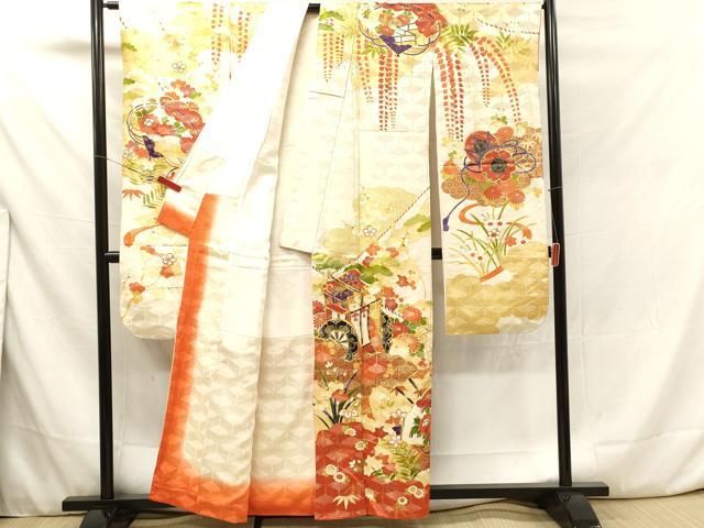 348 振袖フルセット 正絹 クリーム 黄色 金彩 小柄さん 正統派 お上品 黄の条件に一致した成人式振袖一覧 | 成人式の振袖レンタル