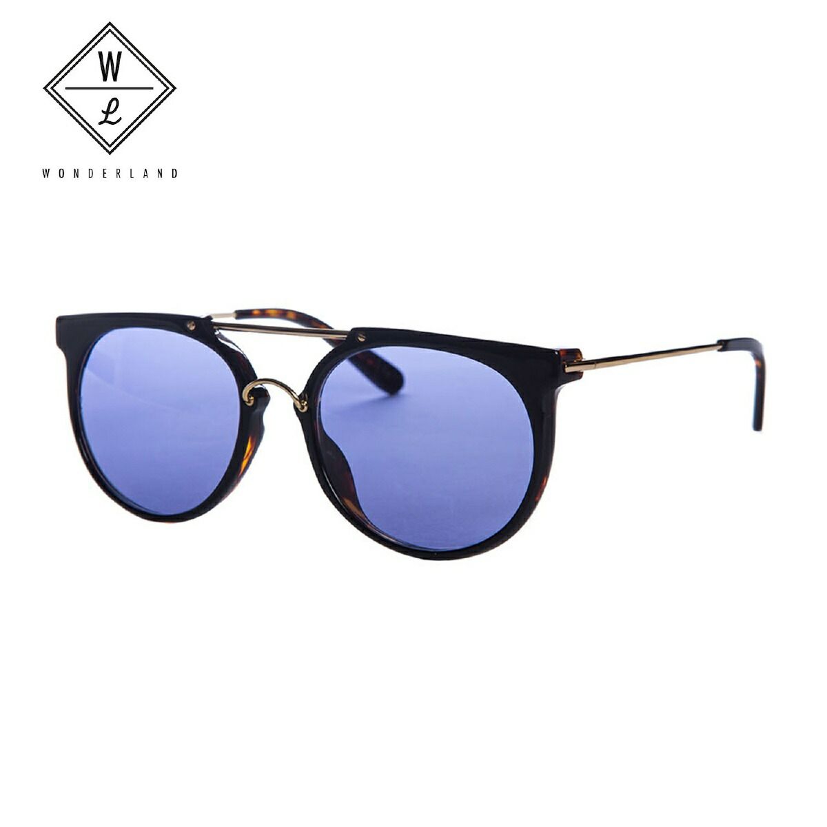【新品】 WONDERLAND ワンダーランド サングラス STATELINE BlackXBlue Lens CZ ステイトライン メンズ レディース ボストン型 ラウンド型 UVカット アイウェア カラーレンズ ブラック ブルー stateline09