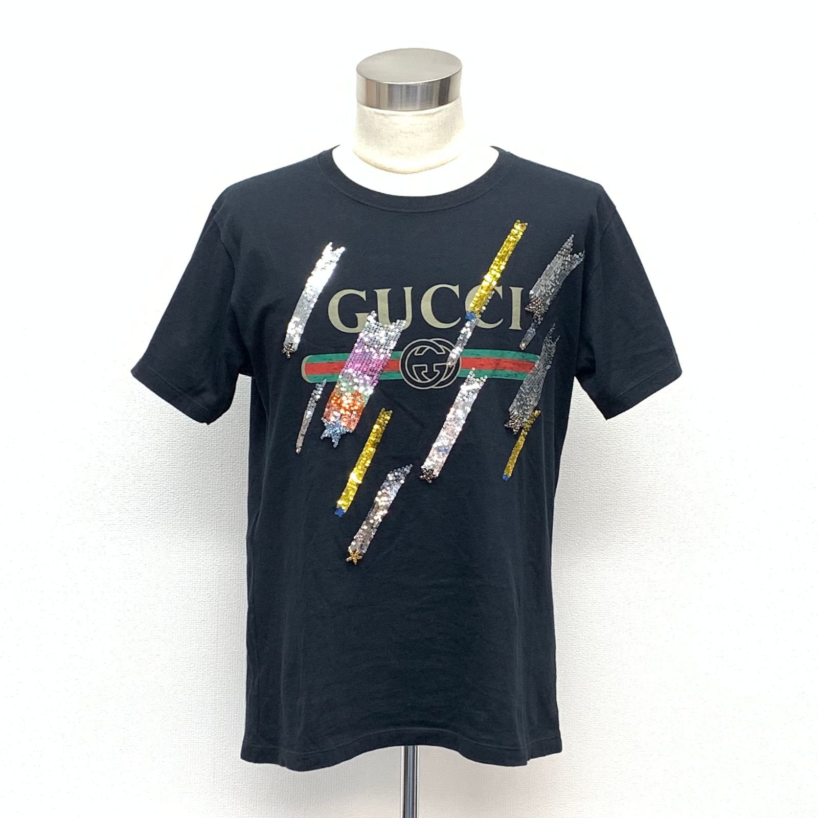 GUCCI シューティングスター スパンコール Tシャツ M 黒 MR05010 