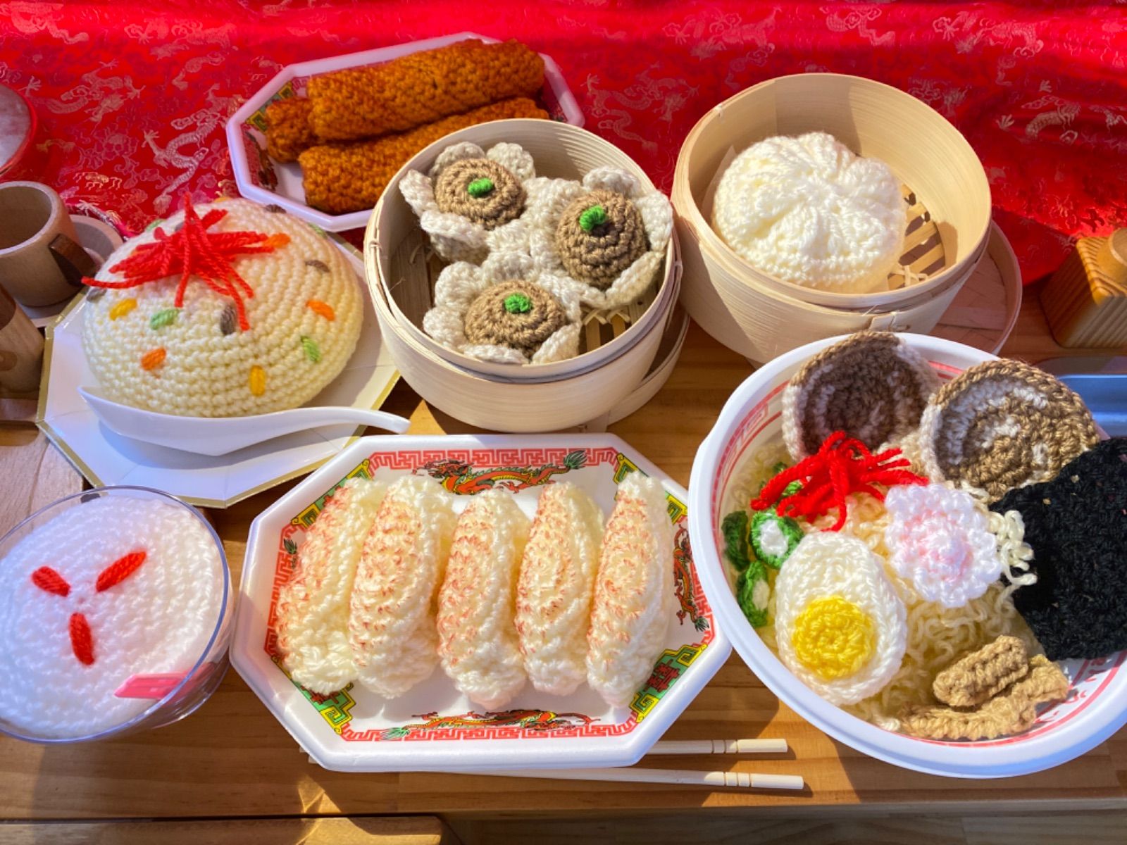 餃*子様 ひつじさんの編みぐるみ◎ どちらにします？餃子or焼売 中華な手編みあみぐるみストラップ1