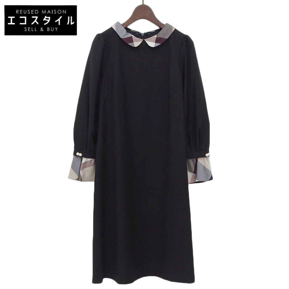 BLUE LABEL CRESTBRIDGE ブルーレーベルクレストブリッジ BLUE LABEL CRESTBRIDGE ブルーレーベルクレストブリッジ 美人百花コラボ クリアツイルサックドレス ワンピース レディース 黒 36 36