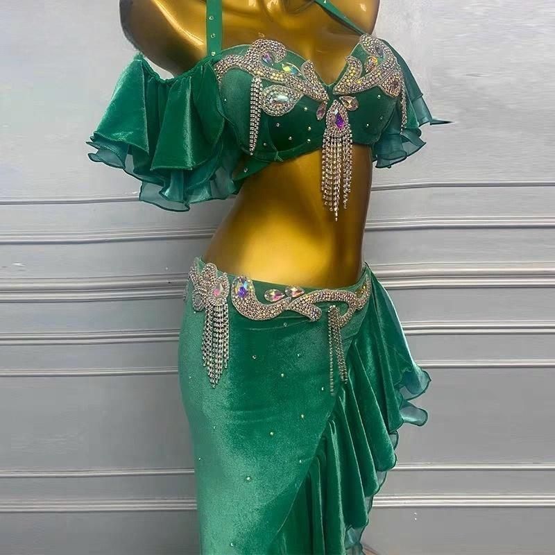 新ブランドも続々入荷中。 ♥ ベリーダンス オリエンタル衣装 ブラ スカート オリエンタル オーダーメイド グリーン