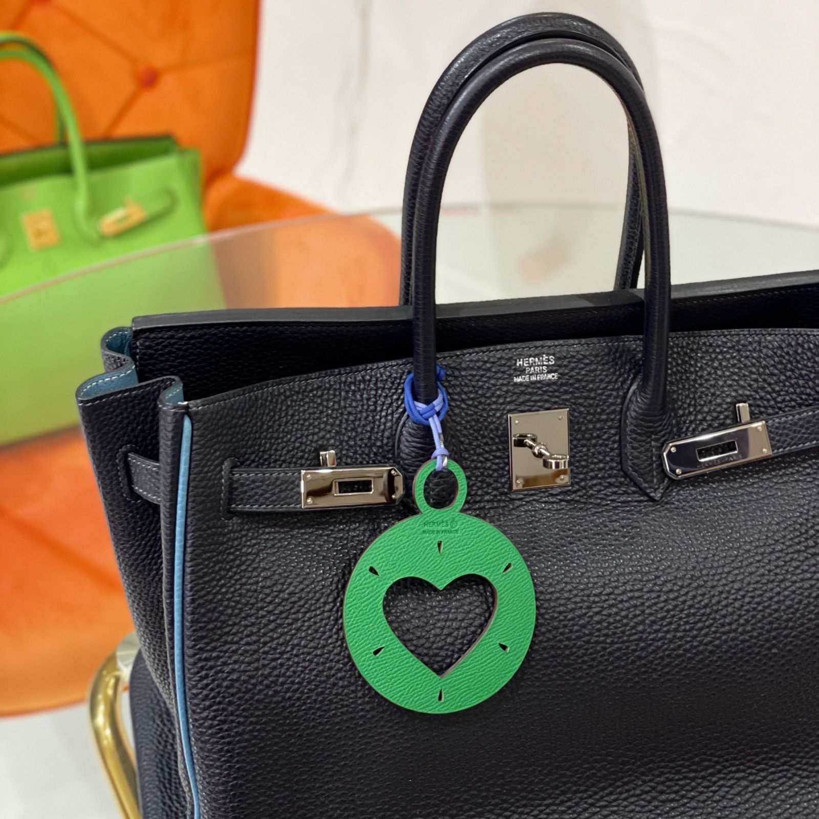 HERMES エルメス プティアッシュ ハートサークル レザーバッグチャーム