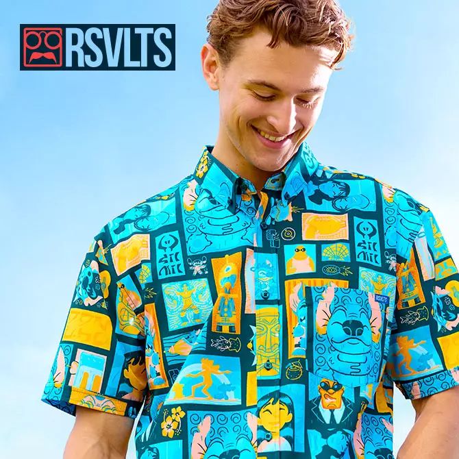 【 RSVLTS 】ディズニー リロ＆スティッチ ボタンダウンシャツ 新作】 日本未発売 ディズニー ローズ・ア・ヴェルツ コラボ