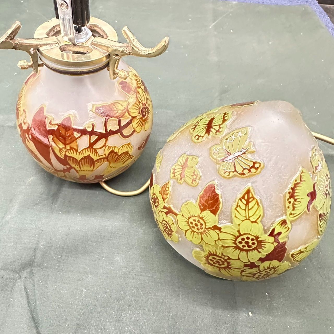 EmileGalle エミールガレ 花細密彫刻 ランプべース 高さ41cm EmileGalle エミールガレ 花細密彫刻 ランプべース 高さ41cm