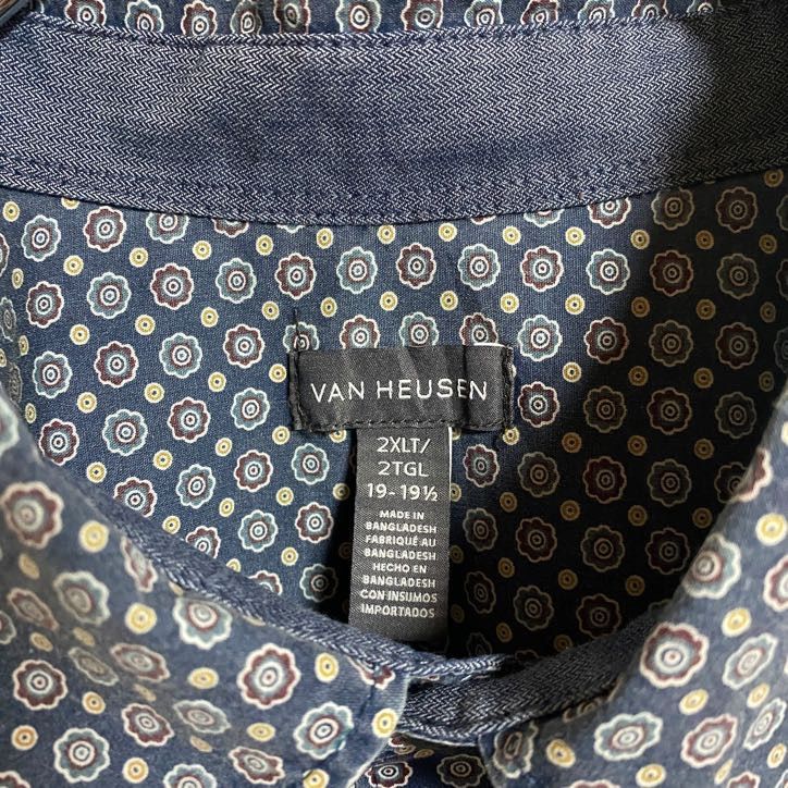 古着 used VAN HEUSEN ヴァンヒューゼン 長袖柄シャツ 幾何学模様 
