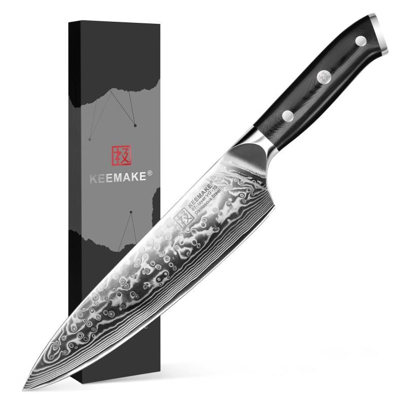 KEEMAKE 包丁 牛刀包丁 ダマスカス 203mm ステンレス よく切れる 万能 料理包丁 両刃 家庭用 シェフナイフ203mm