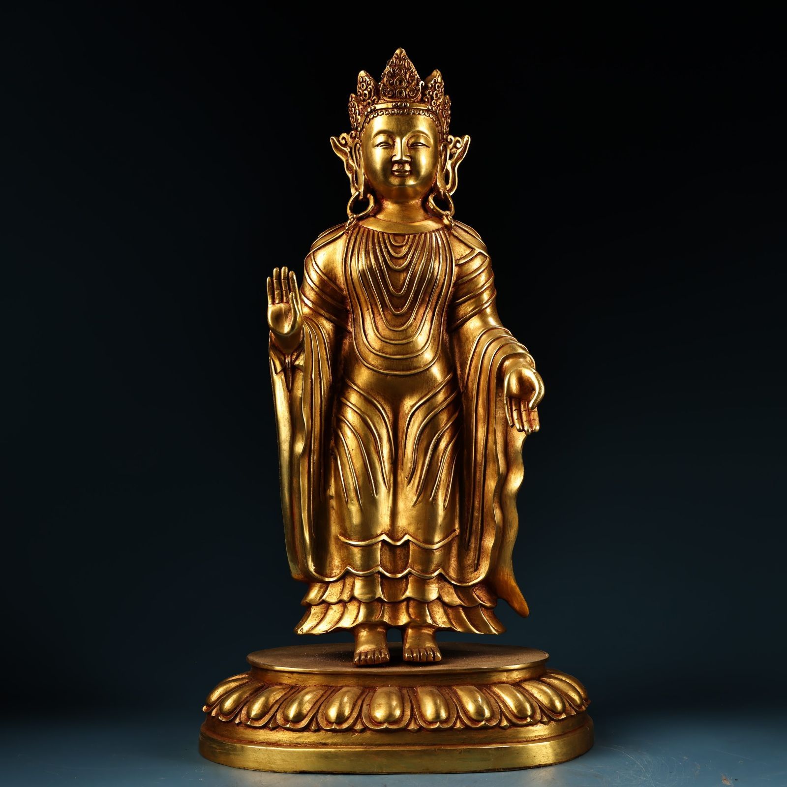 旧家蔵出し 銅製 塗金 浮彫 鏨刻 北魏仏像 仏像 密宗密教 供養品 古