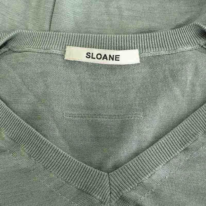 美品／SLOANE スローン　シルク　18G天竺長袖Ｖネック　ニット　ベージュ スローン SLOANE 18G シルク天竺長袖Vネック カットソー ニット