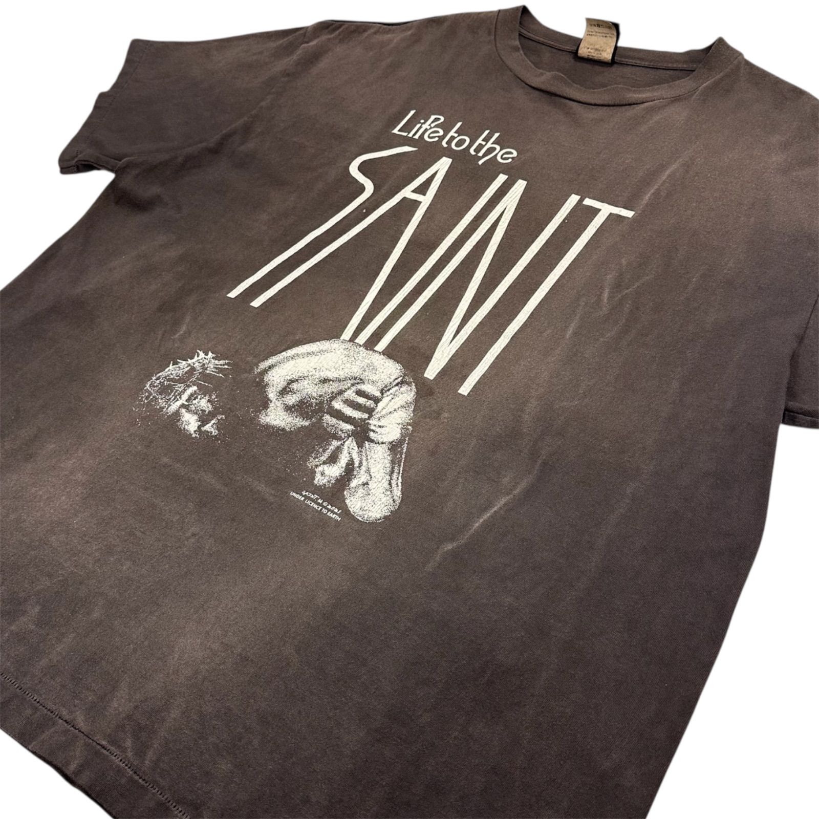 68 SAINT MICHAEL セントマイケル 品番 SM-S22-0000-018 SS TEE LttS 加工 半袖Tシャツ チャコール系