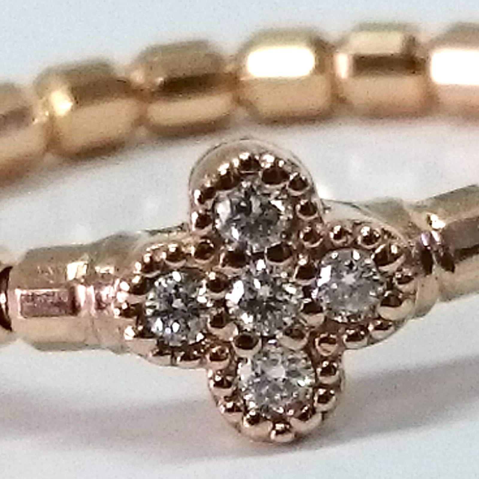 新品 リング 18金 ピンクゴールド ダイヤモンド 0.05ct フラワー 指輪 