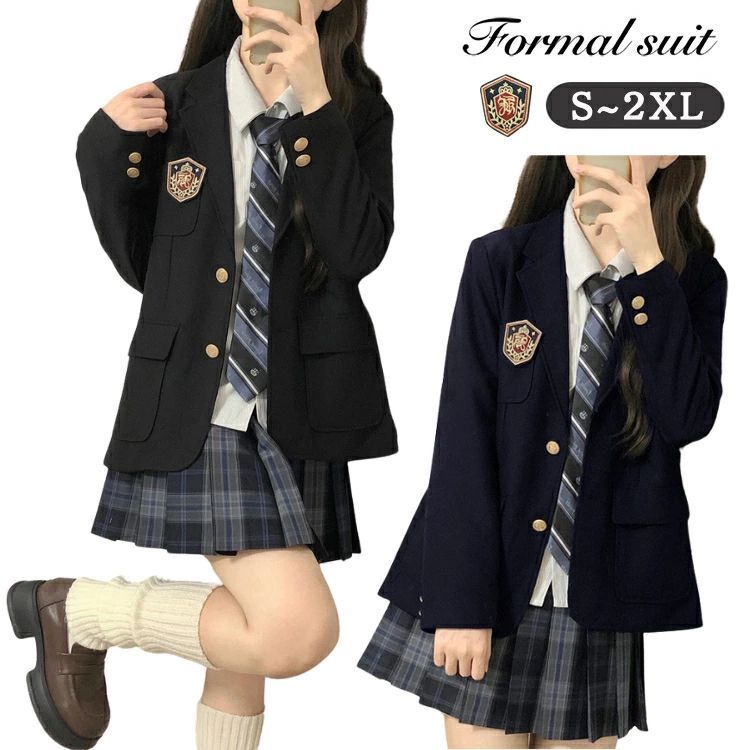 ブレザー 黒 紺 韓国 スーツ 卒業式 女の子 制服 女子 ジャケット 長袖 女の子 卒服 入学式 通学 ブレザー 長袖 中学生 女子高生 JK 学園