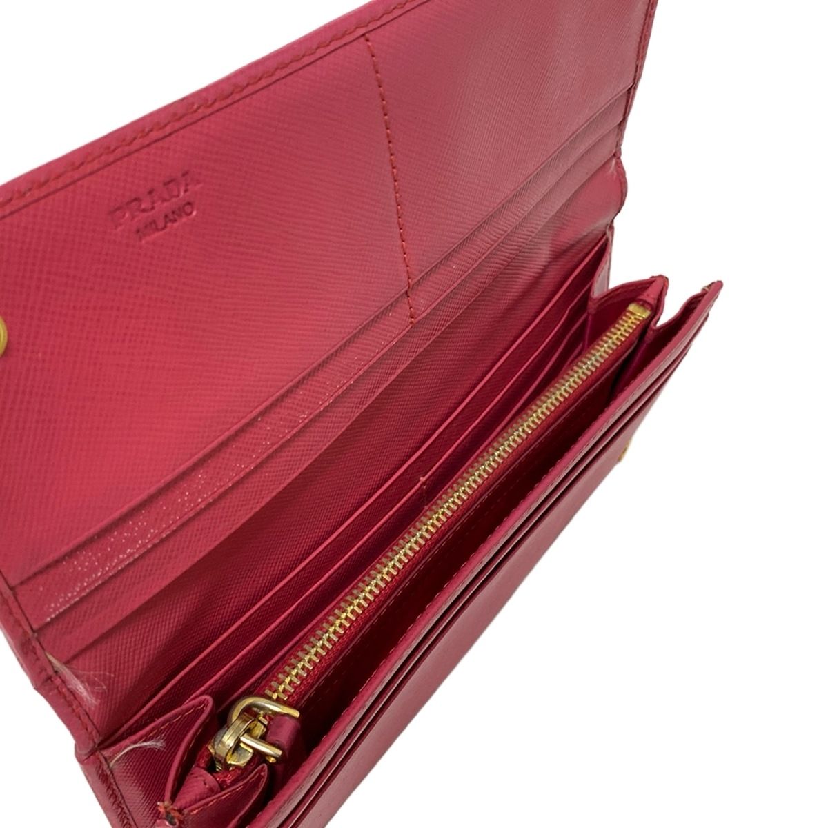 PRADA 二つ折り 長財布 リボン レザー ピンク プラダ PRADA 財布 二