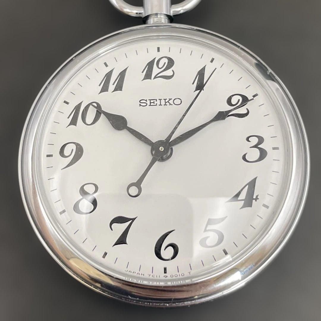 A*K様 SEIKO 懐中時計 7C11 シルバー セイコー 鉄道時計 7C11-0010 日本国有鉄道 国鉄最後の日の刻印