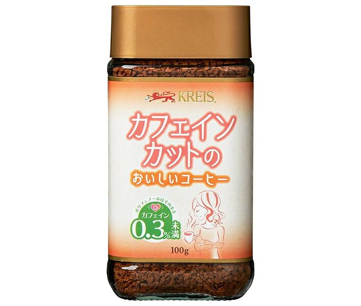 KREIS クライス カフェインカットのおいしいコーヒー 100g瓶×6個入× 2ケース ｜ 嗜好品 インスタント 珈琲 粉 HOT ICE 瓶