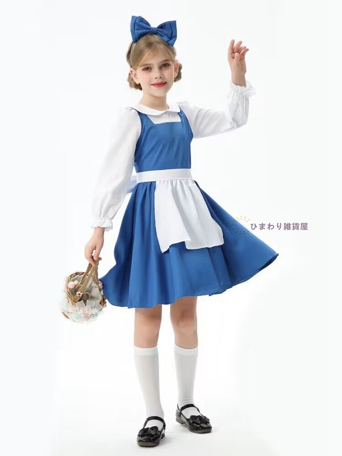 ハロウィン 衣装 子供 メイド キッズ コスプレ メイド服 ロリータワンピース 女の子 アニメ かわいい コスチューム コスプレ衣装 子供用 ワンピース エプロン 仮装 余興 クリスマス プレゼント 衣装  xiaojin11