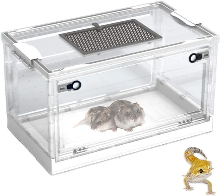 EU SOU エウソウ 爬虫類ケース 折り畳み式 爬虫類飼育 小動物 爬虫類ケージ リクガメ 両生類 レオパ トカゲ 白 L