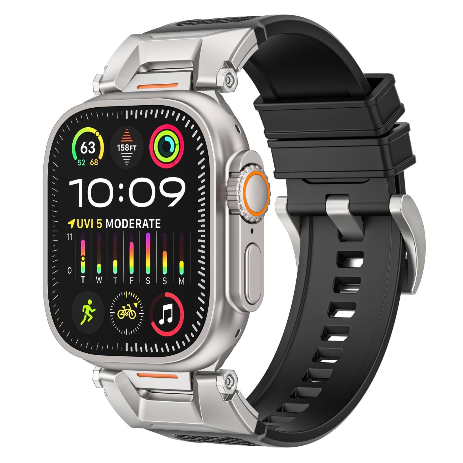 【人気商品】ステンレス+TPU バンド Ultra 2/1 Series 10/9/8/7/6/5/4/SE アップルウォッチ 対応 Apple Watch 49mm 46mm for 45mm 44mm 柔らかいTPU ベルト 無限に調整可能 通気 【Ult