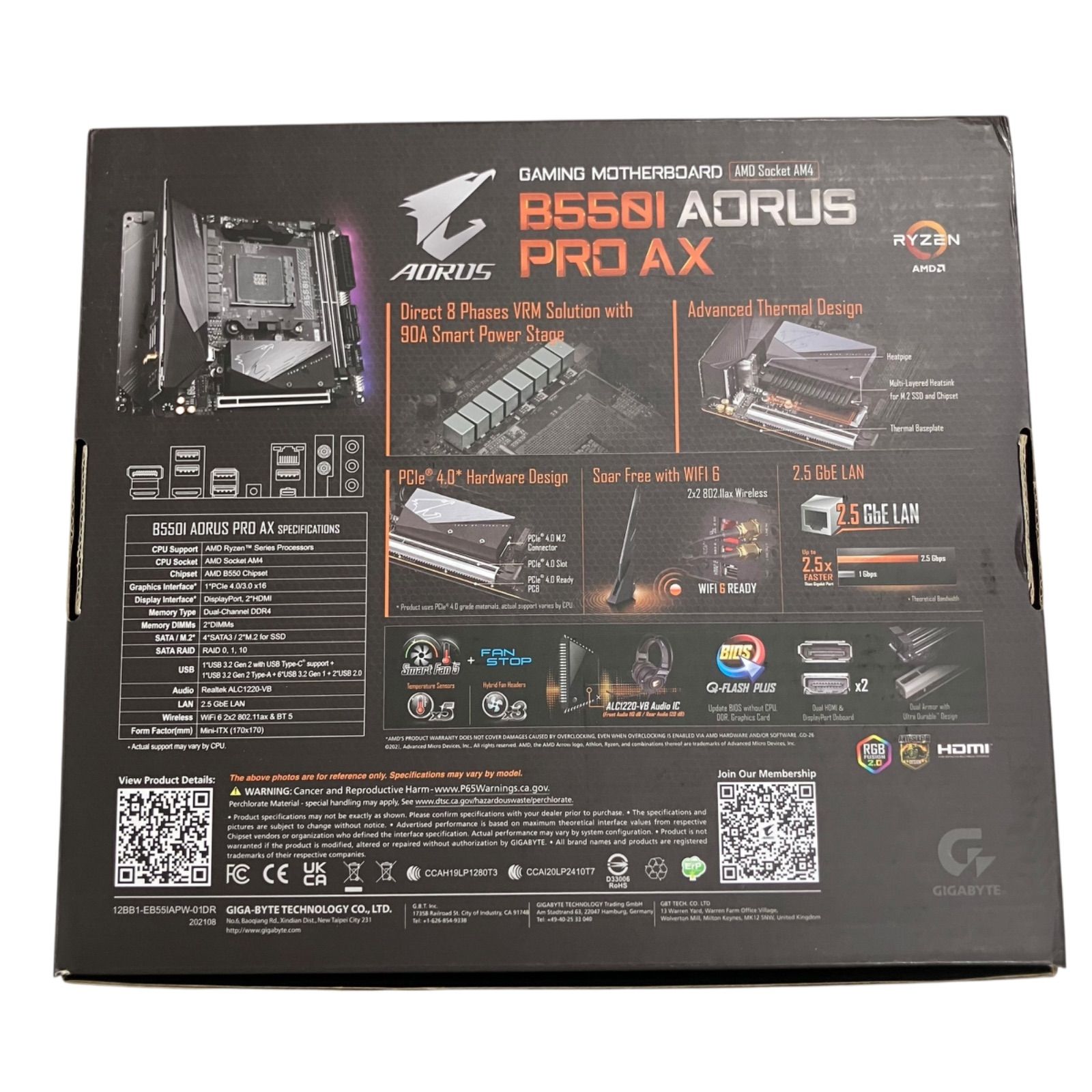 WJ 37 B 550 I AORUS PRO AX Rev.1.2 マザーボード MiniITX マザーボード PCパーツ