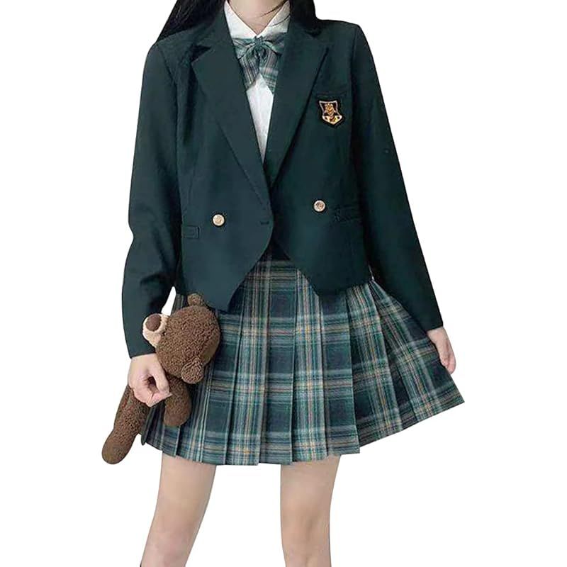 cnstone] 女子高生 制服 学生服 セーラー服 JK制服 女子高生 高校制服 5点セット リボン ブレザー スカート チェック セット スクール  ファッション レディース お揃い 卒業式スーツ ハロウィン コスプレ (M, グリーン) 1 - メルカリ