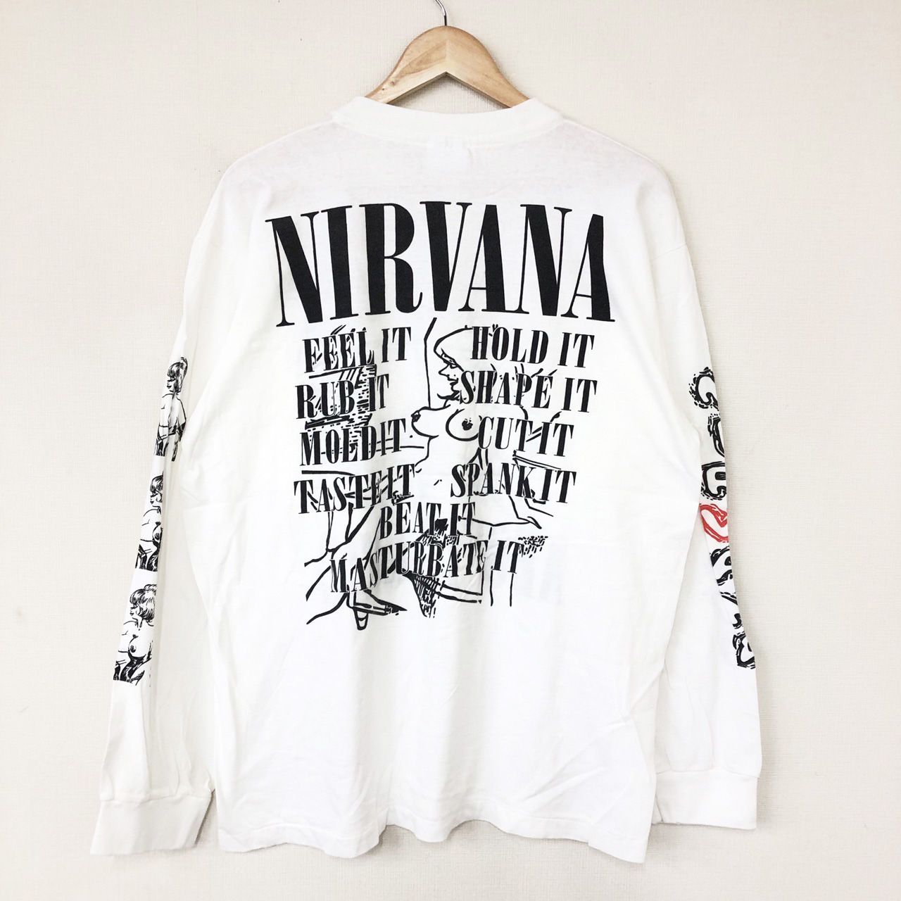 新品 NIRVANA ニルヴァーナ 袖プリ ロンT 白 XL バンドT ロックT