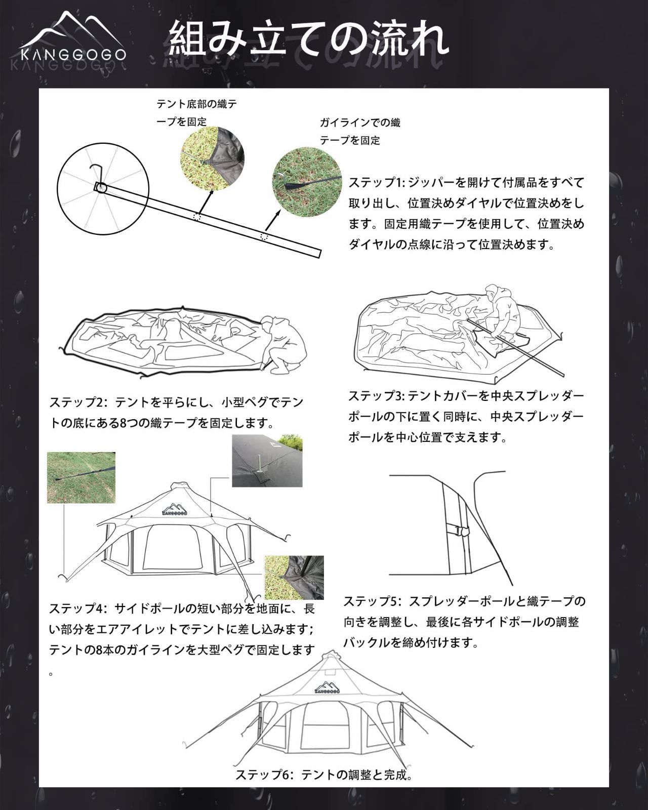 ◇Kanggogo ベルテント 5m 大きいワンポールテント グランピングテント