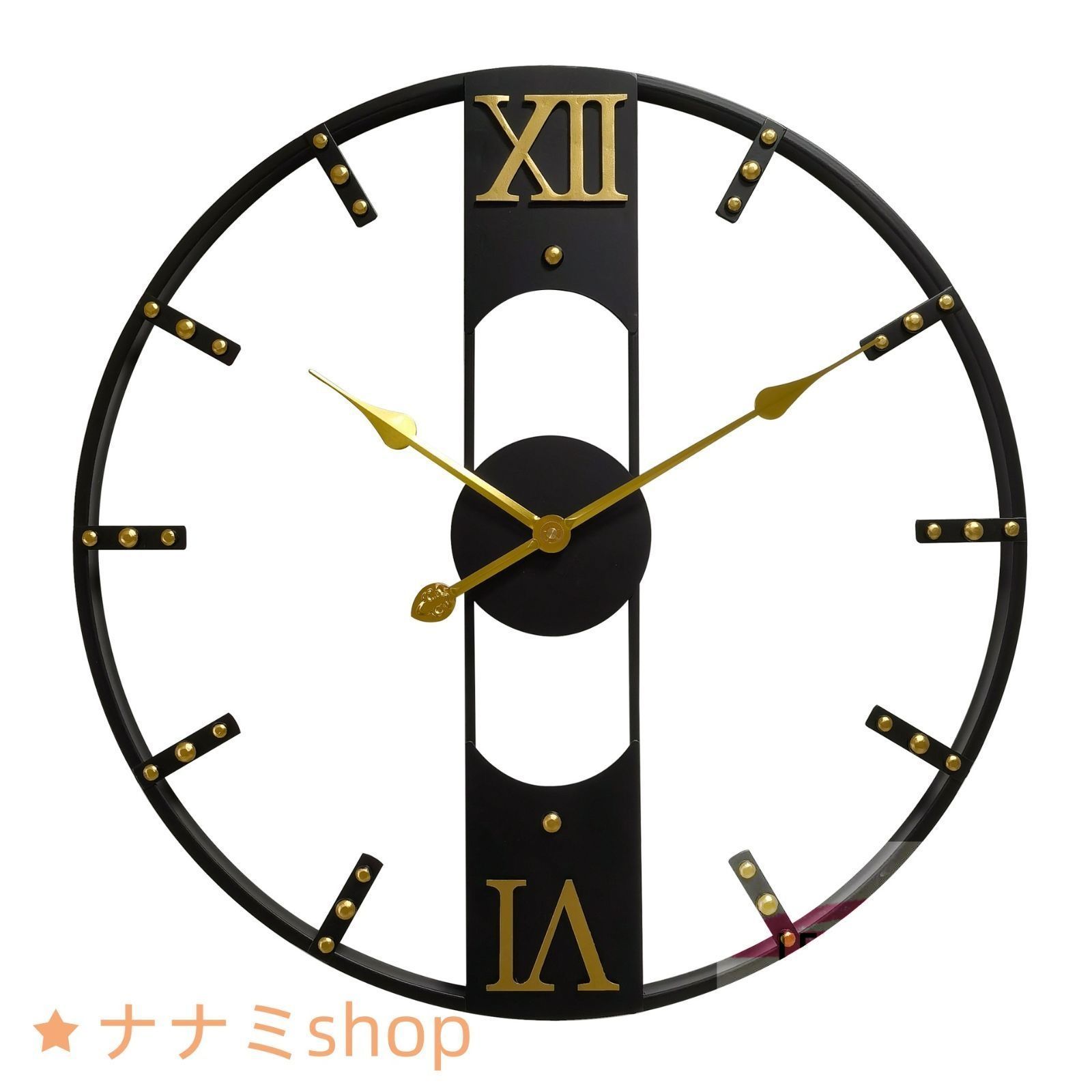 家の装飾壁掛け時計鉄リベットスケールクリエイティブサイレント時計テクスチャラウンドリビングルーム時計 LEMON