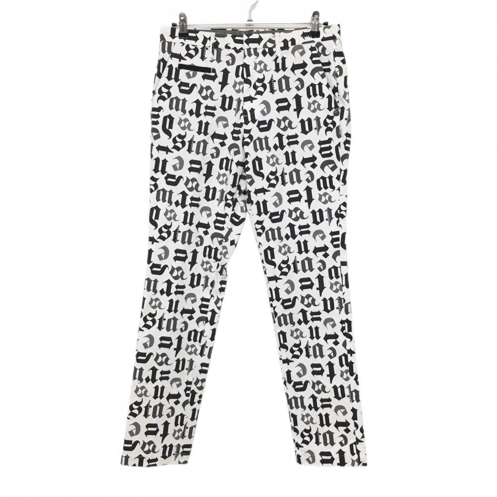 セントアンドリュース パンツ 白×黒 ロゴ総柄 ストレッチ タグ付き