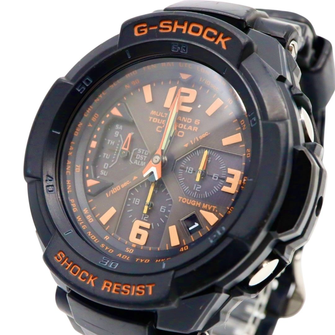CASIO カシオ G-SHOCK グラビティマスター GW-3000B ブラック オレンジ タフソーラー 電波ソーラー マルチバンド6 クロノグラフ スカイコックピット アナログ メンズ ウォッチ 腕時計 G4