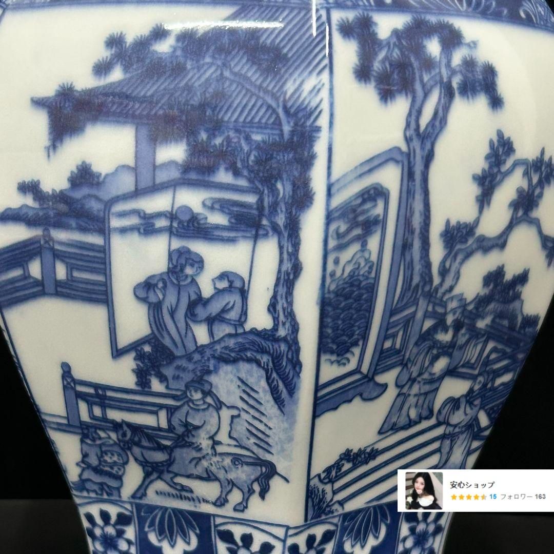 清乾隆青花花?六方将?罐 景徳鎮 陶磁器 装飾品 現代工芸品 美術
