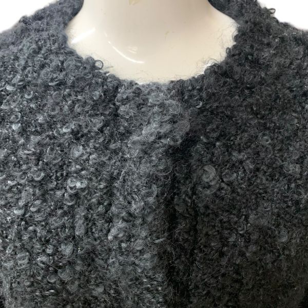 ●◆ グッチ GUCCI ノー ジャケット トップス アウター 隠ボタン 黒 モヘア size S 7号 レディース H5X040