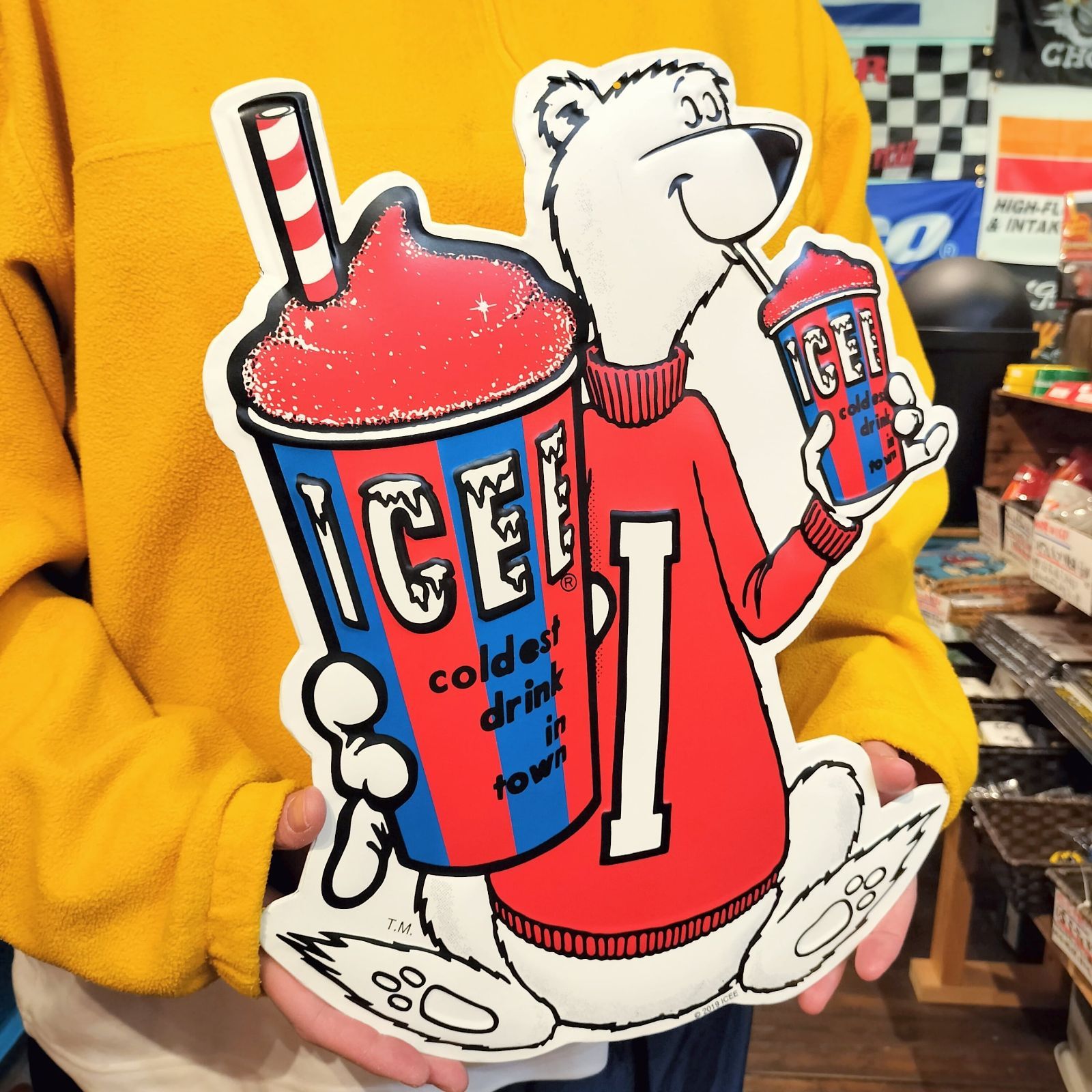 エンボスダイカットサイン◇ICEE ポーラーベア◇ブリキ看板