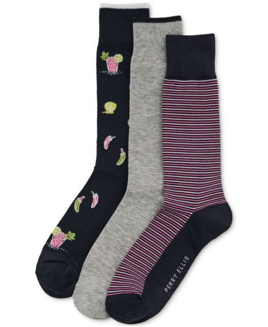 送料無料 ペリーエリス メンズ 靴下 アンダーウェア Men s 3pk. Mixed Patterned Socks SPICY MARG