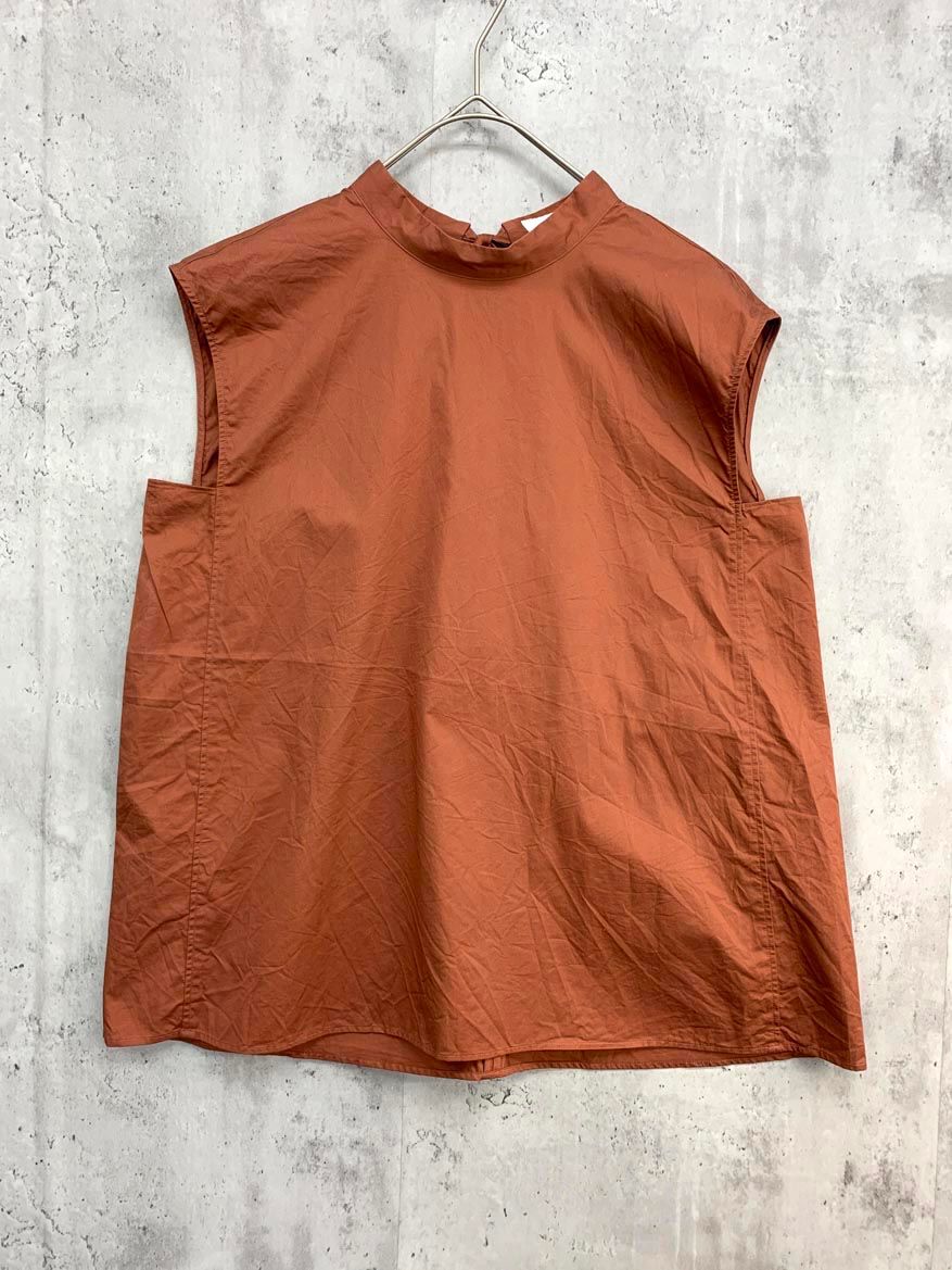maison TOMORROWLAND メゾン トゥモローランド コットンサテン バックダブルリボンフレンチスリー ブラウス シャツ size36|ブラウン ◎レディース