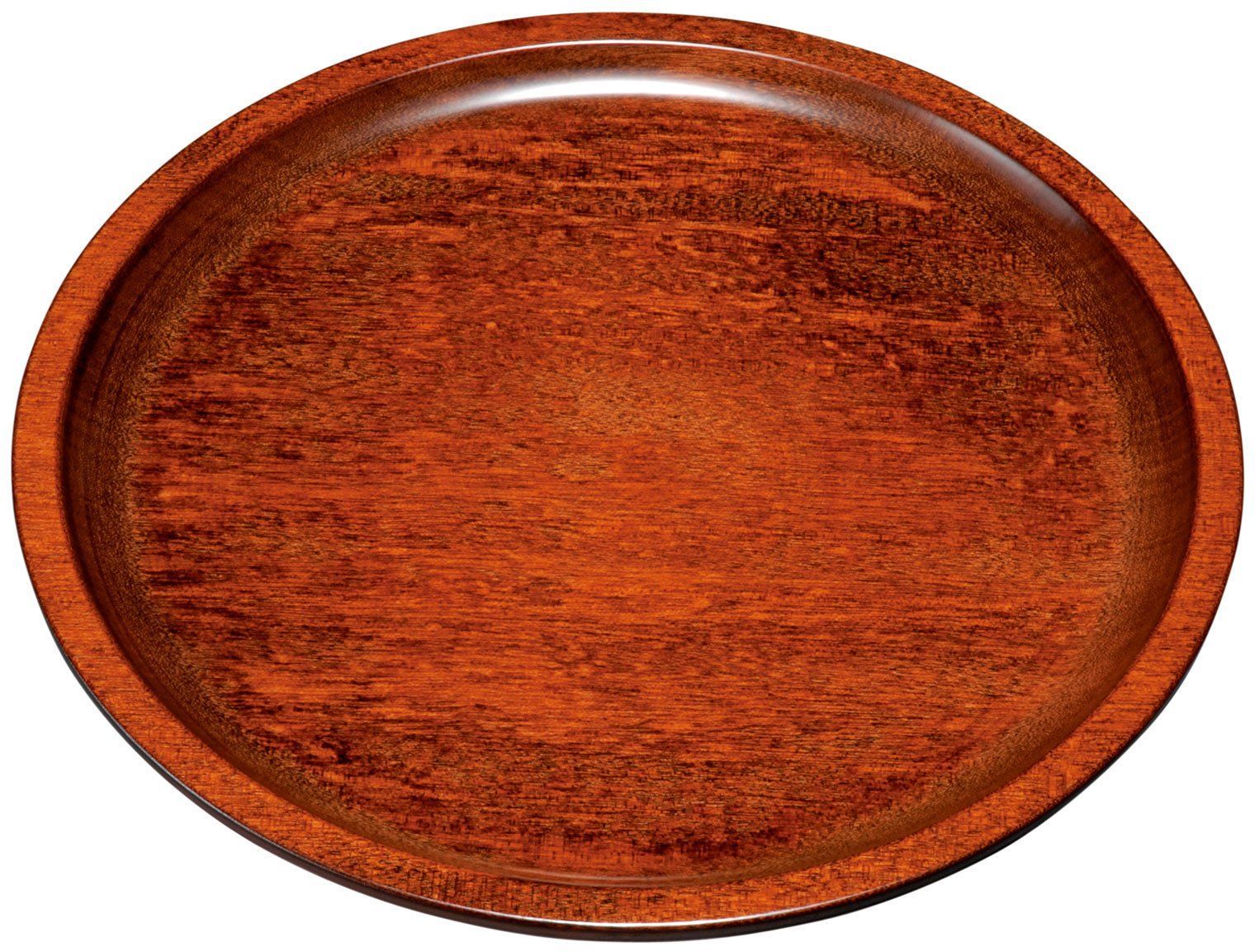 24 cm 中西工芸 紀州のぬりもの くりぬき丸盆 皿型 茶染 22 10 5 A