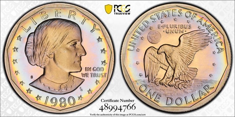 1980 S PCGS PR68 DCAM - Td San B. Anthony Dollar SBA $1 Coin