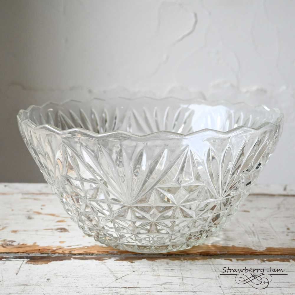 早い者勝ち！】IKI-503 フランスアンティーク ガラスボウル サラダ