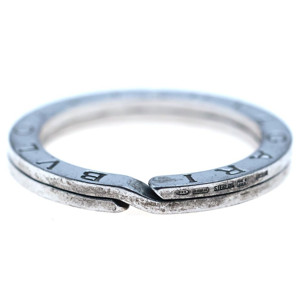 美品　現行品！ブルガリ　シルバーキーリング　イタリア製　ブルー　ロゴ型押し BVLGARI (ブルガリ) ブルガリブルガリ キーリング シルバー