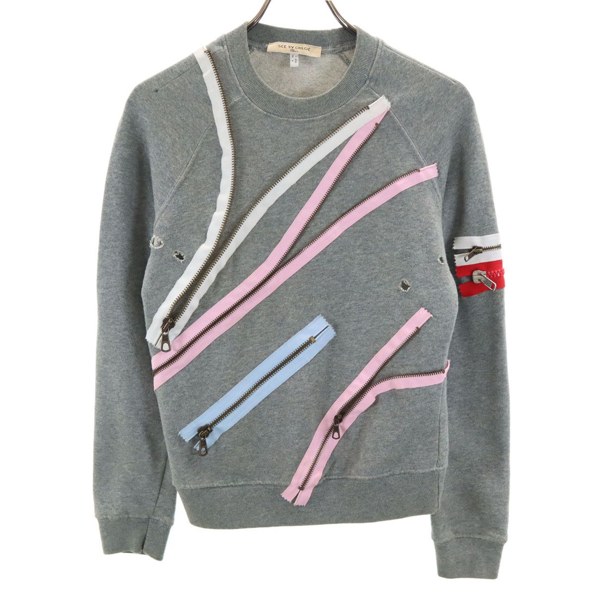 see by chloe 長袖トレーナー フード付き グレー 綿100% see by chloe 長袖パーカー グレー 綿100%