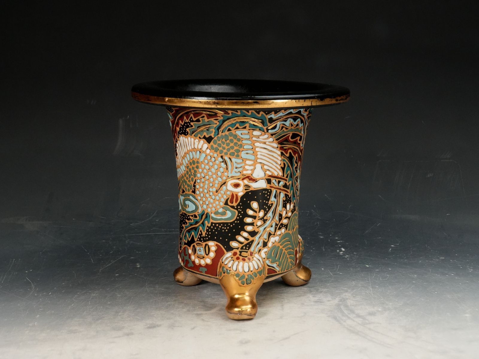 石井盆栽 鳳凰図 蘭鉢 盆栽鉢 万年青鉢 オモト 植木鉢ｐ-153