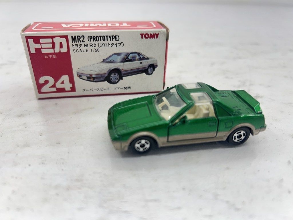 トミカ/トヨタMR2(プロトタイプ)日本製 TOMY トミカ No.24 トヨタ MR2 プロトタイプ 赤箱 1&frasl;56 黒 Prototype