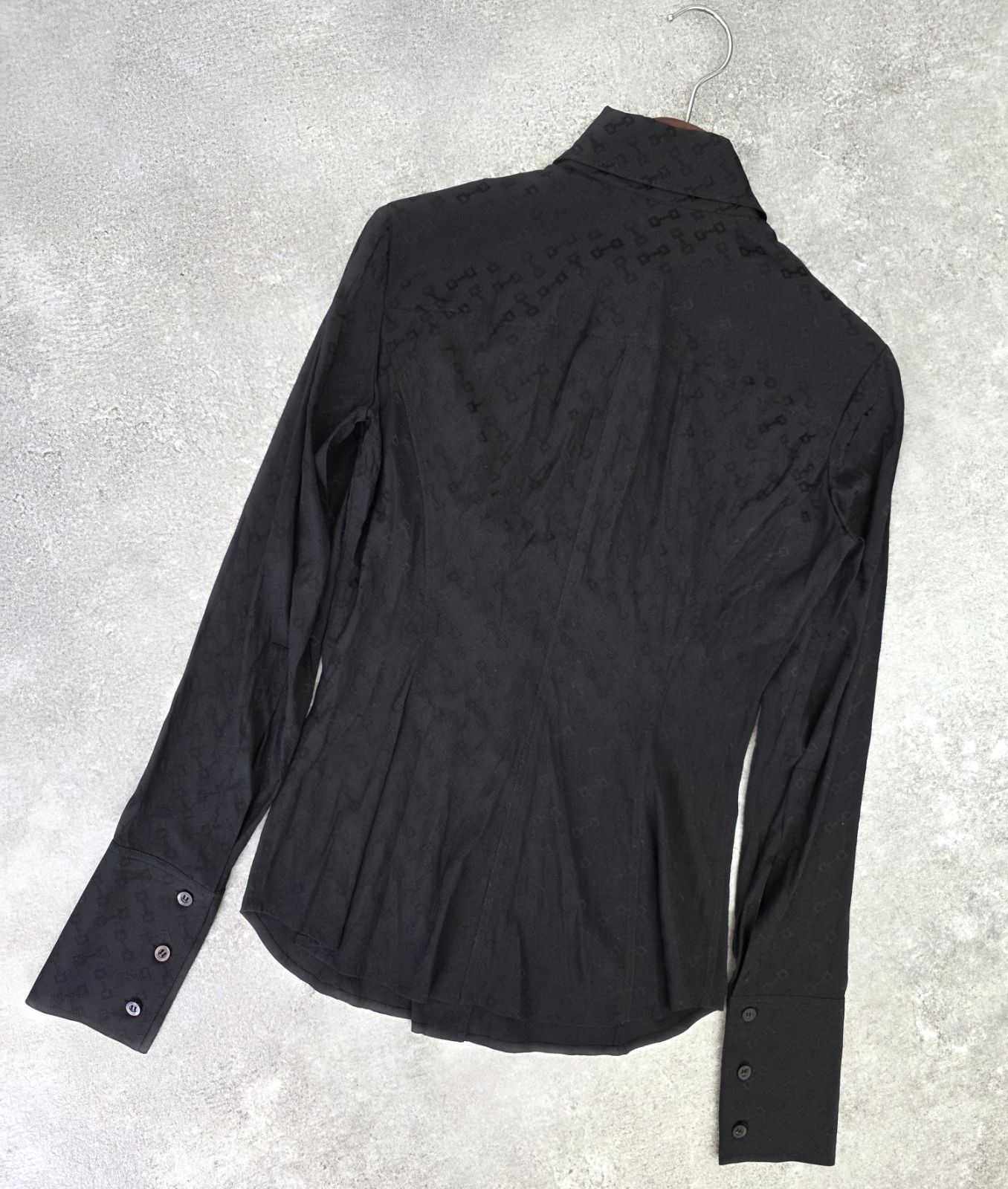 ☆GUCCI(グッチ) ホースビット柄 総柄 シルク 長袖シャツ 細身